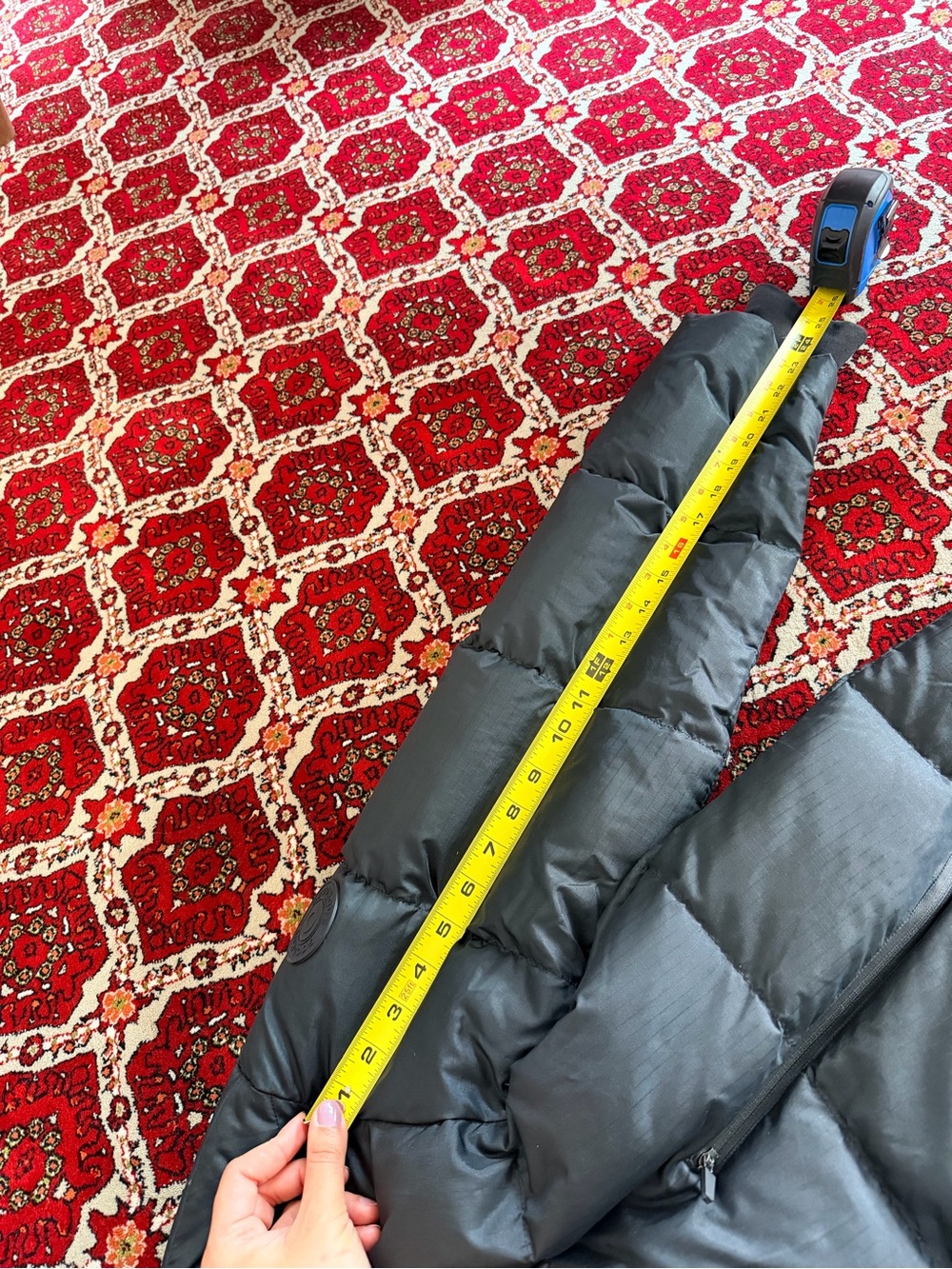 Long Black Puffer Coat with Hood - Picture 7 of 7